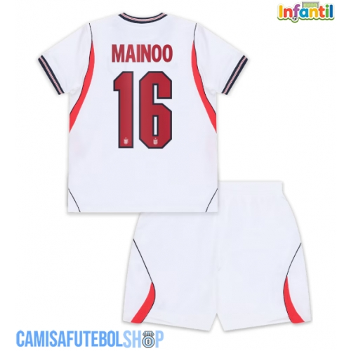 Camisa de time de futebol Inglaterra Kobbie Mainoo #16 Replicas 1º Equipamento Infantil Mundo 2026 Manga Curta (+ Calças curtas)
